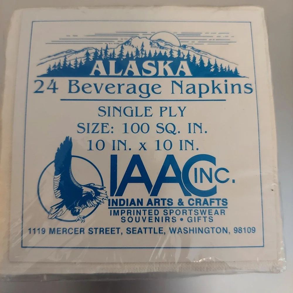 Vintage Alaska Wildflowers 24 Beverage Napkins Indian Arts & Crafts 10x10